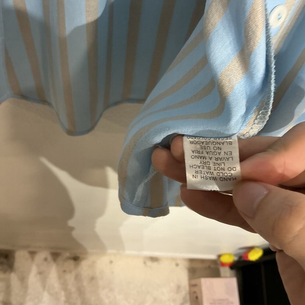 Entro Blue Striped Button Down Blouse Sz M - Picture 6 of 12